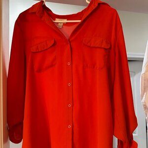 Ann Taylor Orange Blouse – 3/4 Sleeves, Perfect for Clemson Fans, Size M